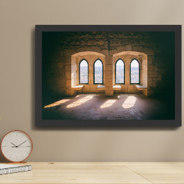 Impresión En Metal Ventanas góticas en el Leiria Castle Palatial Resi