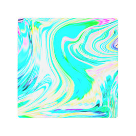 Impresión En Metal Verde azulada Ola Verde Rosa Abstracta Patrones Mo