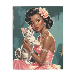 Impresión En Metal Vestido rosa morado y gatito lindo