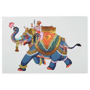 Impresión En Metal Viaje del Elefante Real: diseño folclórico indio