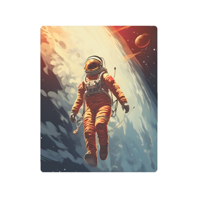 Impresión En Metal Viaje espacial astronauta (Anverso)