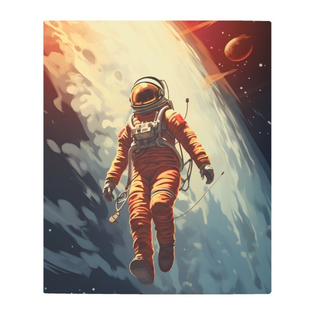 Impresión En Metal Viaje espacial astronauta (Anverso)