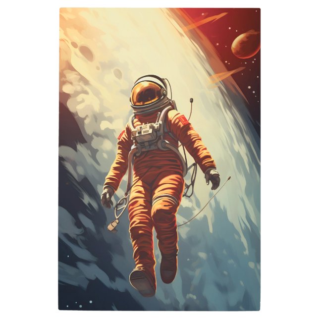 Impresión En Metal Viaje espacial astronauta (Anverso)