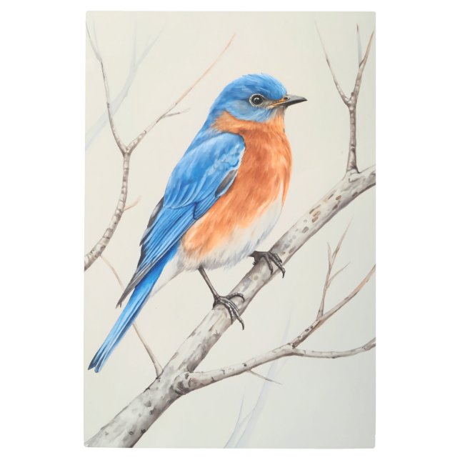 Impresión En Metal Vibrant Bluebird: Nature's Colorful Songstress (Anverso)