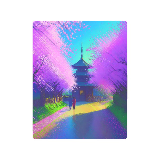 Impresión En Metal Vibrant Japanese Pagoda Metal Print (Anverso)