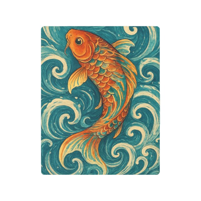 Impresión En Metal Vibrant Koi Fish Metal Print (Anverso)
