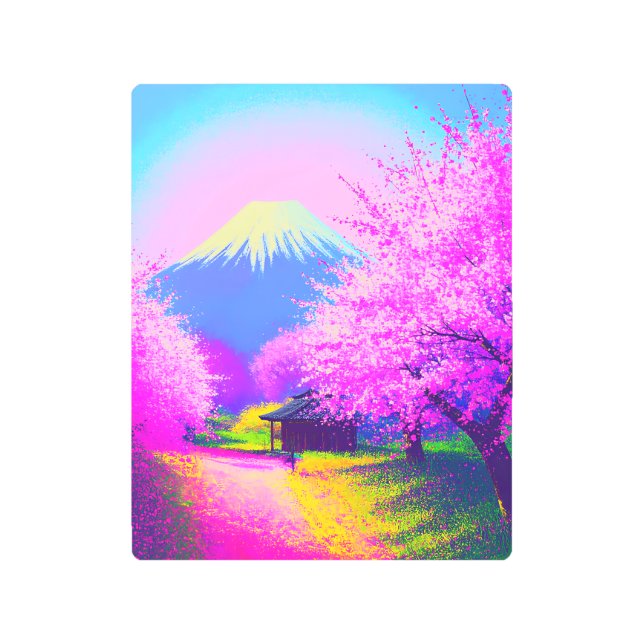 Impresión En Metal Vibrant Mount Fuji Metal Print | Painterly Sakura  (Anverso)