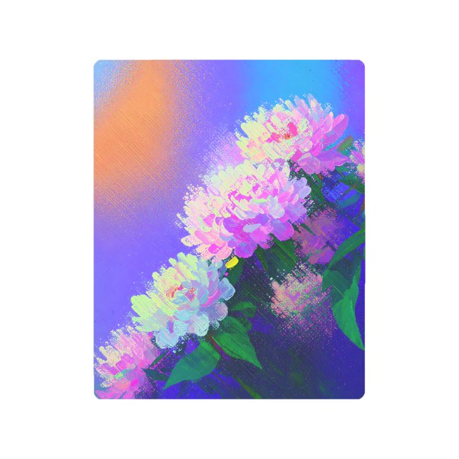 Impresión En Metal Vibrant Painterly Flowers Metal Print  (Anverso)