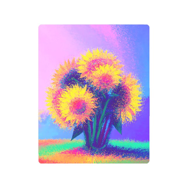 Impresión En Metal Vibrant Painterly Sunflower Print (Anverso)