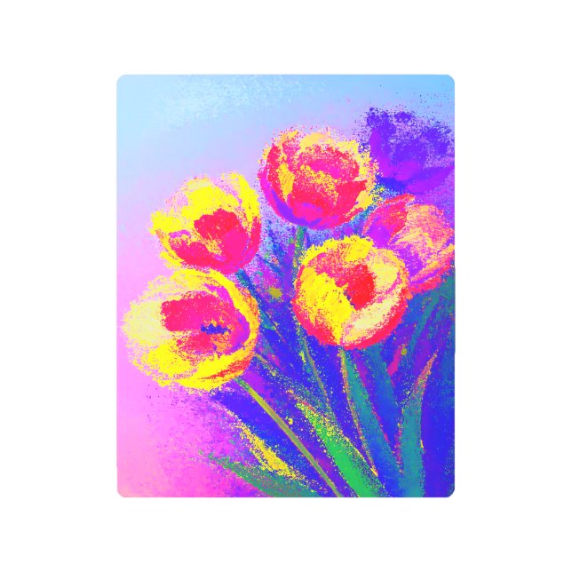 Impresión En Metal Vibrant Painterly Tulips Metal Print (Anverso)