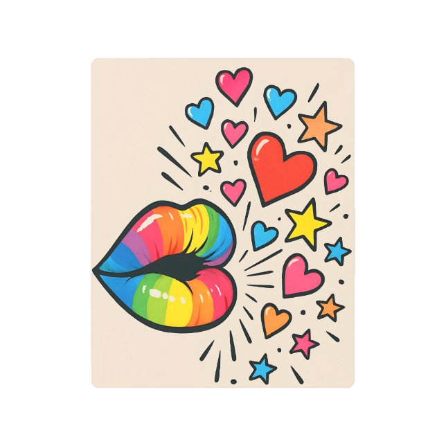 Impresión En Metal Vibrant Rainbow Lips Metal Print | Pop Art (Anverso)