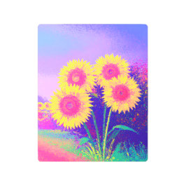 Impresión En Metal Vibrant Sunflower Landscape Metal Print