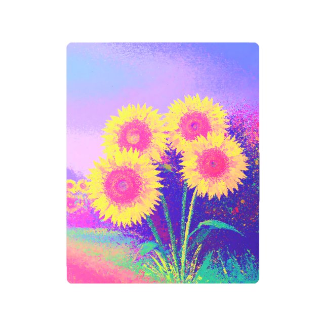 Impresión En Metal Vibrant Sunflower Landscape Metal Print (Anverso)