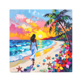 Impresión En Metal Vibrant Sunset Abstract Beach Scene
