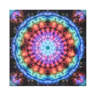 Impresión En Metal Vibrante aurícula arcoiris Kaleidoscope Mandala co