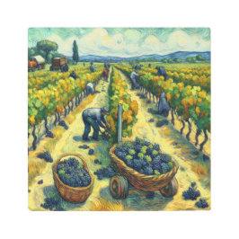 Impresión En Metal Vibrante cosecha de viñas: Masterpie de acuarela