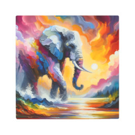 Impresión En Metal Vibrante escisión de elefantes en coloridas Fantas