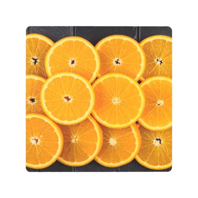 Impresión En Metal Vibrante Naranja Citrus Fruit Photo KitchWall Dec (Anverso)