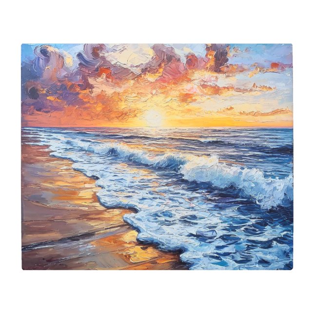 Impresión En Metal Vibrante paisaje marino al atardecer (Anverso)