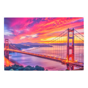 Impresión En Metal Vibrante puesta de sol sobre la bruja Golden Gate