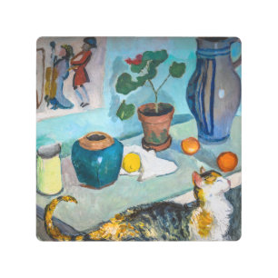 Impresión En Metal Vida fija con gato   Auguste Macke