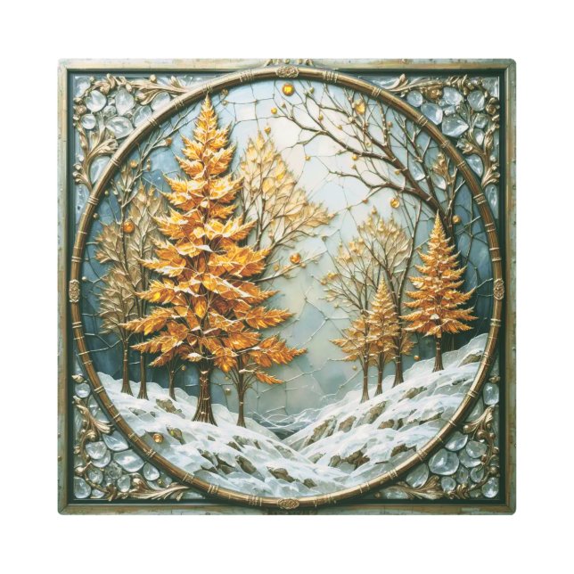 Impresión En Metal Vidrio manchado de los tonos de las joyas de invie (Anverso)