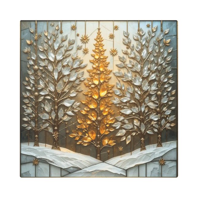 Impresión En Metal Vidrio manchado de los tonos de las joyas de invie (Anverso)