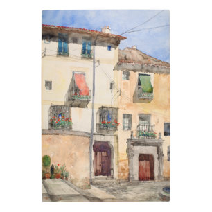 Impresión En Metal Vieja casa en Segovia España Viaje pintado