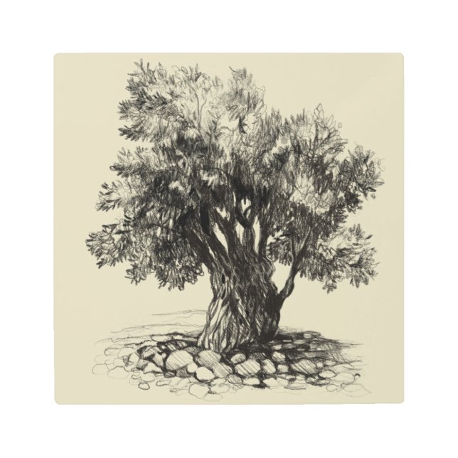Impresión En Metal Viejo árbol de olivo metalizado (Anverso)