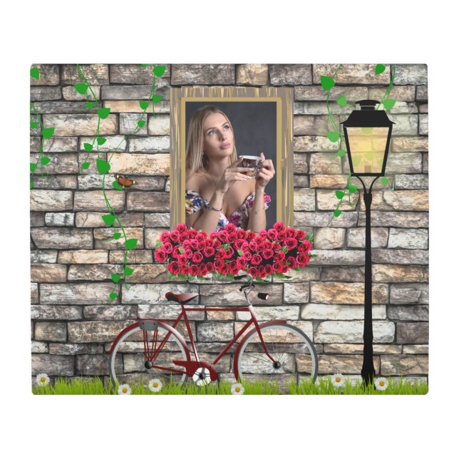 Impresión En Metal Viejo cuento de hadas Rosas de bicicletas marco fo (Anverso)