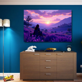 Impresión En Metal Viendo el amanecer en un campo de lavanda