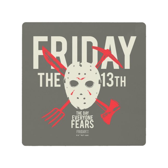 Impresión En Metal Viernes 13 | Máscara de hockey cruzada de armas (Anverso)