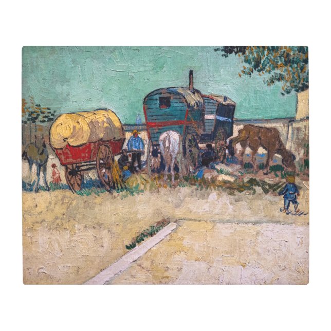 Impresión En Metal Vincent Van Gogh - Caravanas, campo gitano cerca d (Anverso)