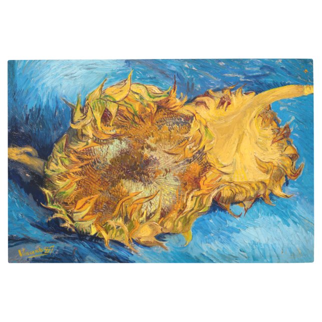 Impresión En Metal Vincent van Gogh - Dos girasoles cortados (Anverso)