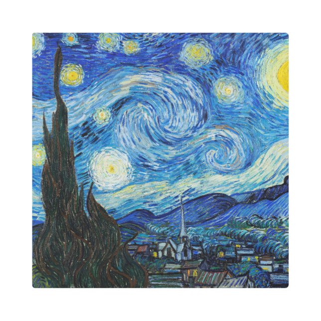 Impresión En Metal Vincent Van Gogh La Noche Starry (Anverso)