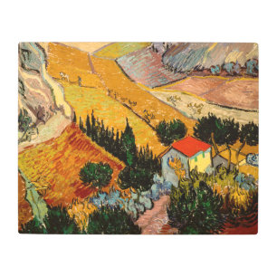 Impresión En Metal Vincent van Gogh - Paisaje, Casa y Payaso