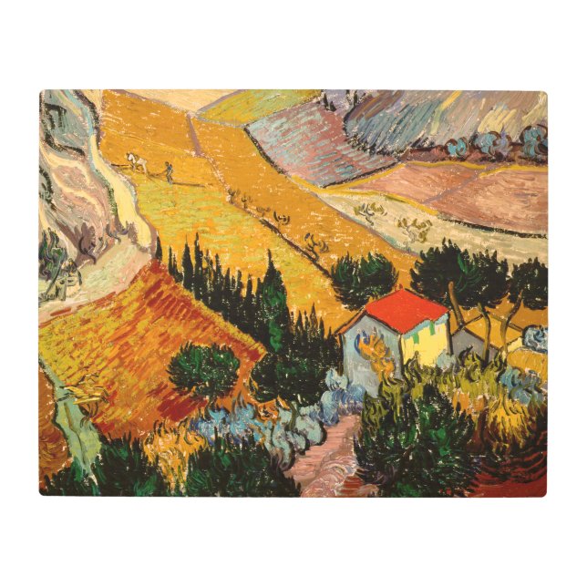 Impresión En Metal Vincent van Gogh - Paisaje, Casa y Payaso (Anverso)
