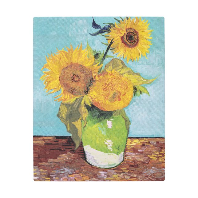 Impresión En Metal Vincent Van Gogh - Tres girasoles en una caja (Anverso)