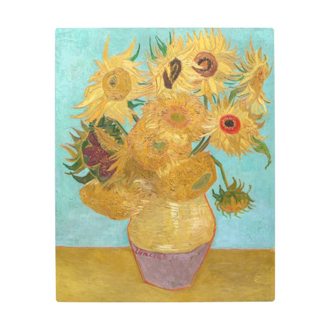 Impresión En Metal Vincent Van Gogh - Vase con doce girasoles (Anverso)