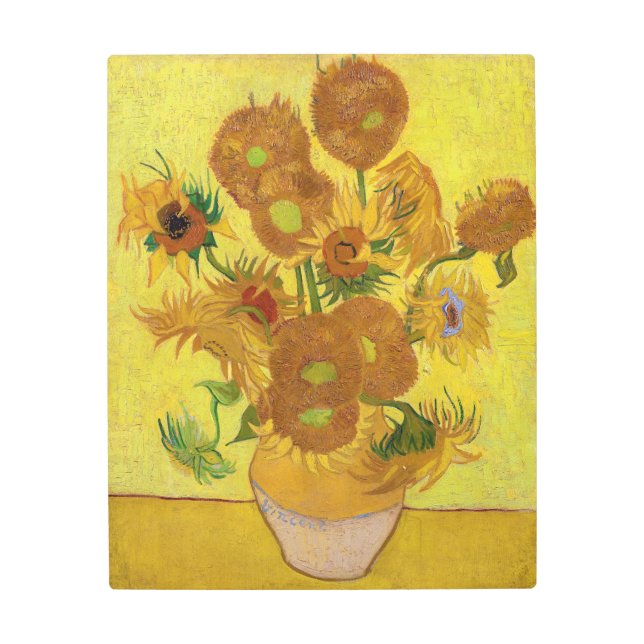 Impresión En Metal Vincent van Gogh - Vase con quince girasoles (Anverso)