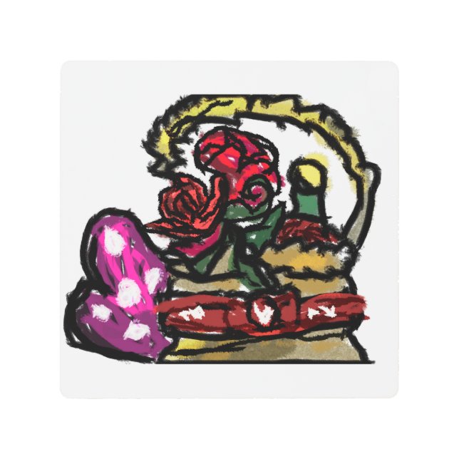 Impresión En Metal Vino y valentina rosa (Anverso)