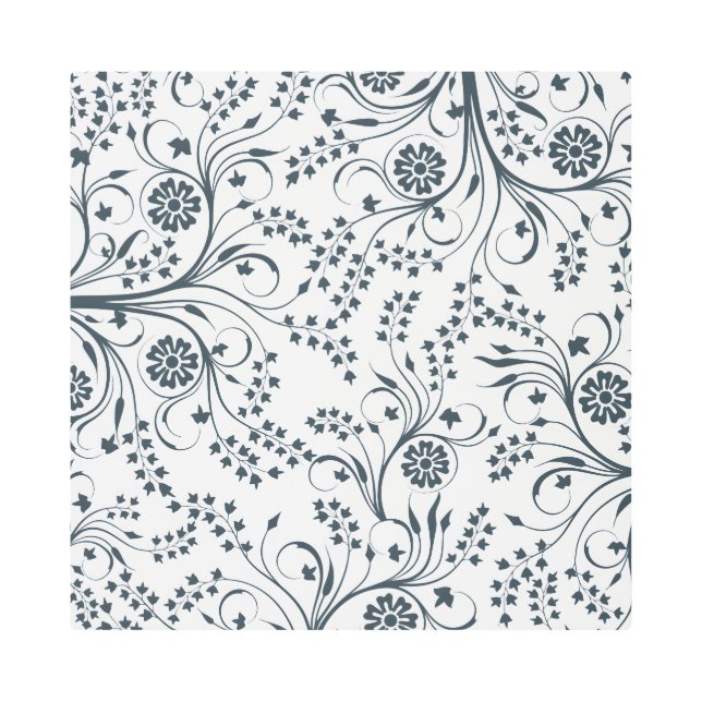 Impresión En Metal Vinos florales en blanco y negro (Anverso)