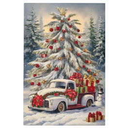 Impresión En Metal Vintage Christmas Greeting Card – Majestic Snow-