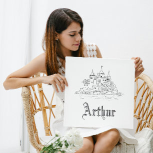 Impresión En Metal Vintage minimalista de castillo medieval personali