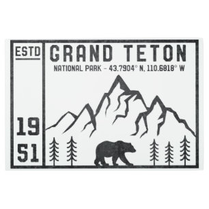 Impresión En Metal Vintage Parque Nacional del Gran Tetón Montaña Wyo