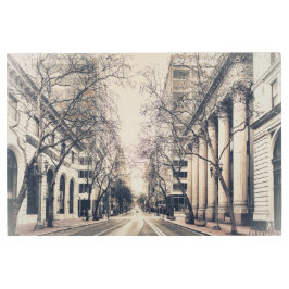 Impresión En Metal Vintage Portland Urban Street con árboles