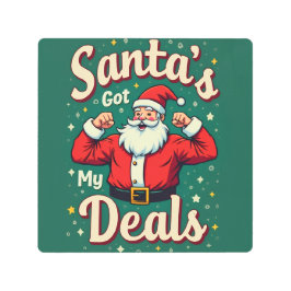 Impresión En Metal Vintage Retro Funny Santa Flexing Christmas Deals 