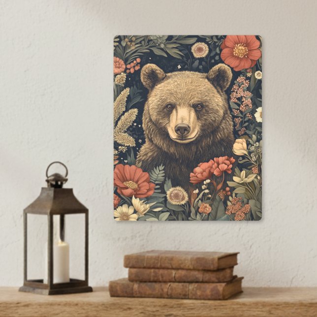 Impresión En Metal Vintage William Morris Cottage Core Bear (Subido por el creador)