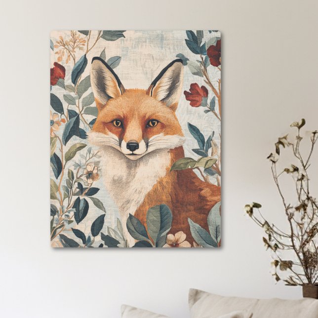 Impresión En Metal Vintage William Morris Style Red Fox (Vintage William Morris Style Medieval Red Fox Metal Print)