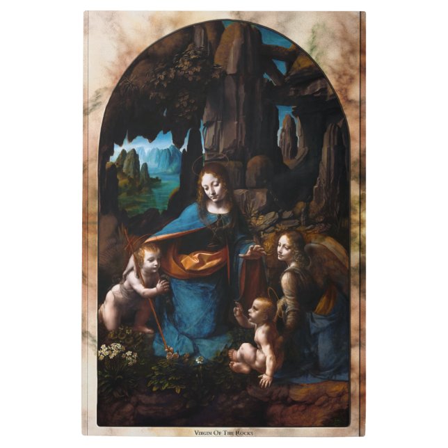 Impresión En Metal Virgen de las Rocas de Leonardo da Vinci (Anverso)